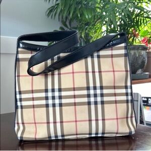 Burberry Beige and Black Check Shoulder Bag